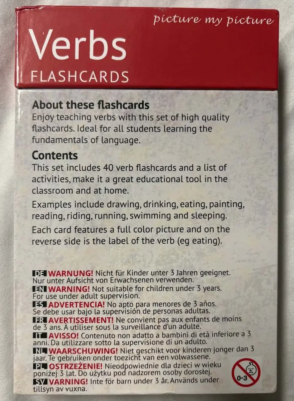 Picture My Picture Verbs Flashcards 40 Action Picture Cards